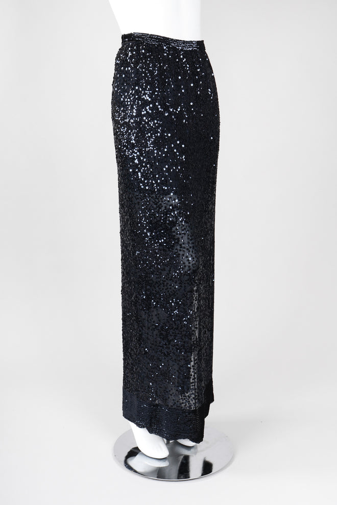 Recess Los Angeles Vintage Gianfranco Ferre Midnight Mini Sequin Chiffon Skirt
