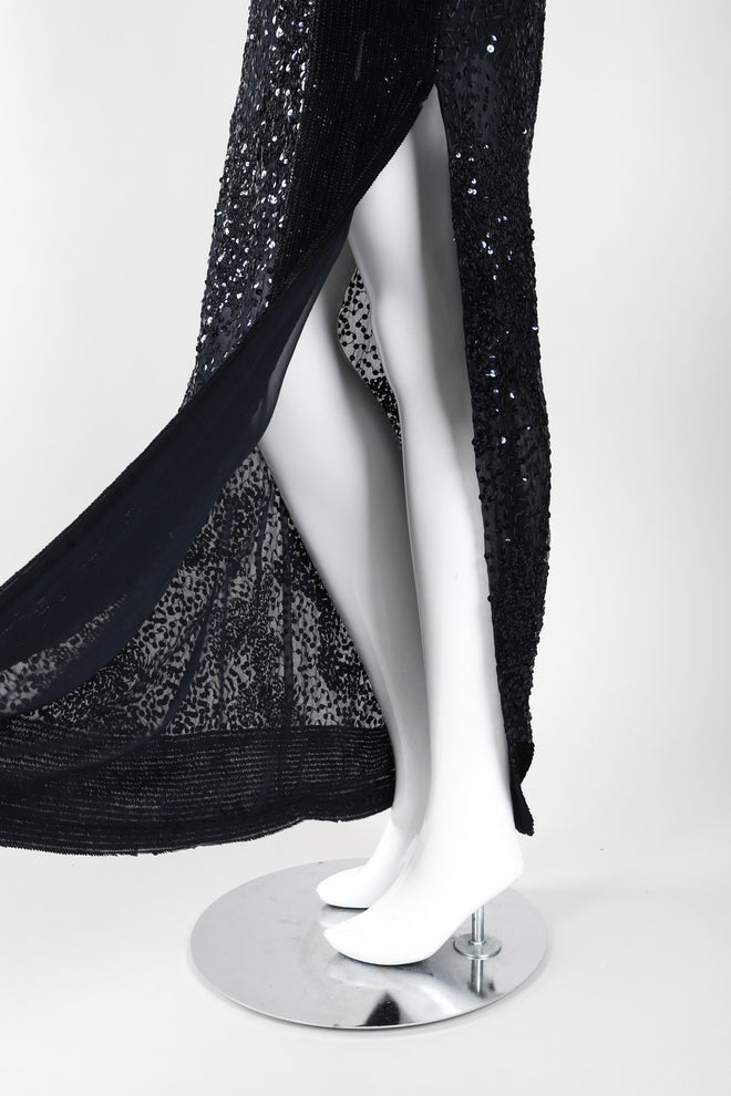 Recess Los Angeles Vintage Gianfranco Ferre Midnight Mini Sequin Chiffon Skirt