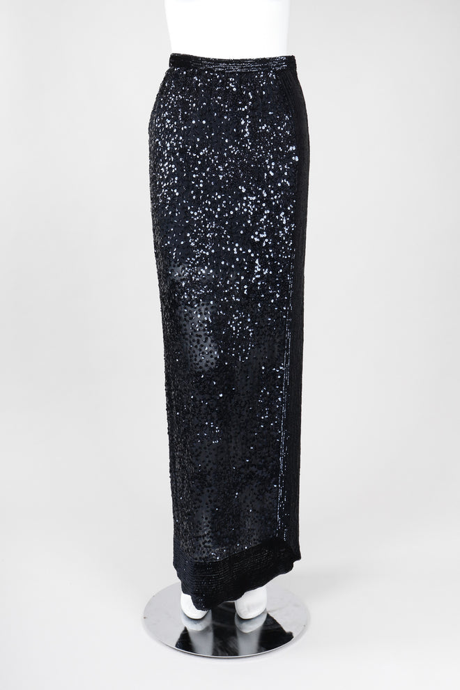Recess Los Angeles Vintage Gianfranco Ferre Midnight Mini Sequin Chiffon Skirt