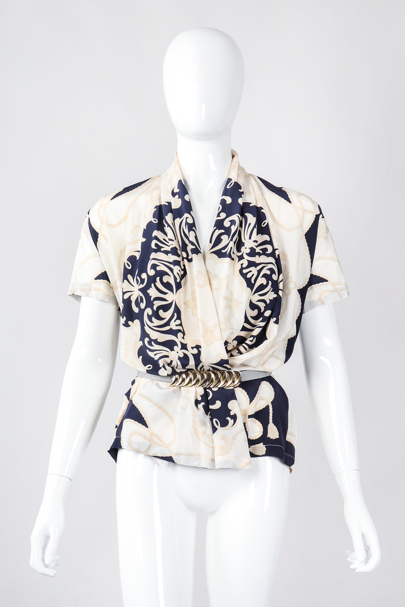 Recess Los Angeles Vintage Gianfranco Ferre Studio 0001 Baroque Rope Print Silk Jacket & Blouse Set