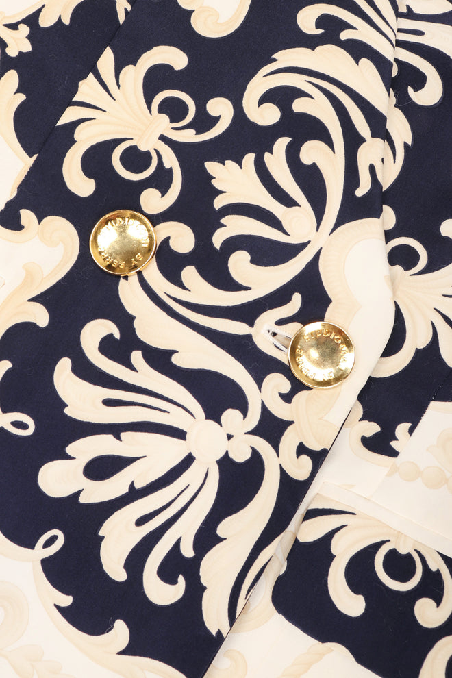 Recess Los Angeles Vintage Gianfranco Ferre Studio 0001 Baroque Rope Print Silk Jacket & Blouse Set