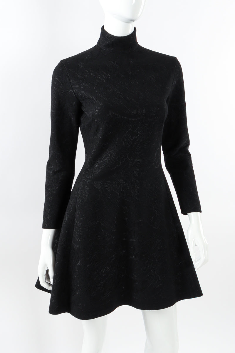 Vintage Gianni Versace Embroidered Mock Neck Fit & Flare Dress on Mannequin crop at Recess LA