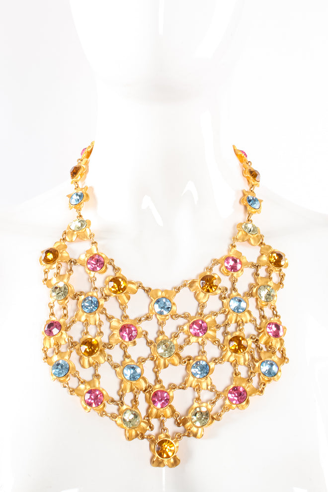 Vintage Gianni De Liguoro Crystal Blossom Bib Necklace on mannequin at Recess Los Angeles