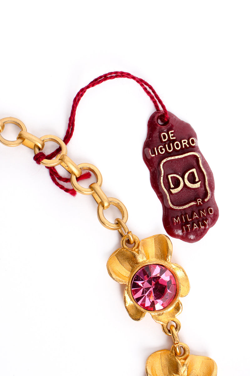 Vintage Gianni De Liguoro Crystal Blossom Bib Necklace hangtag at Recess Los Angeles