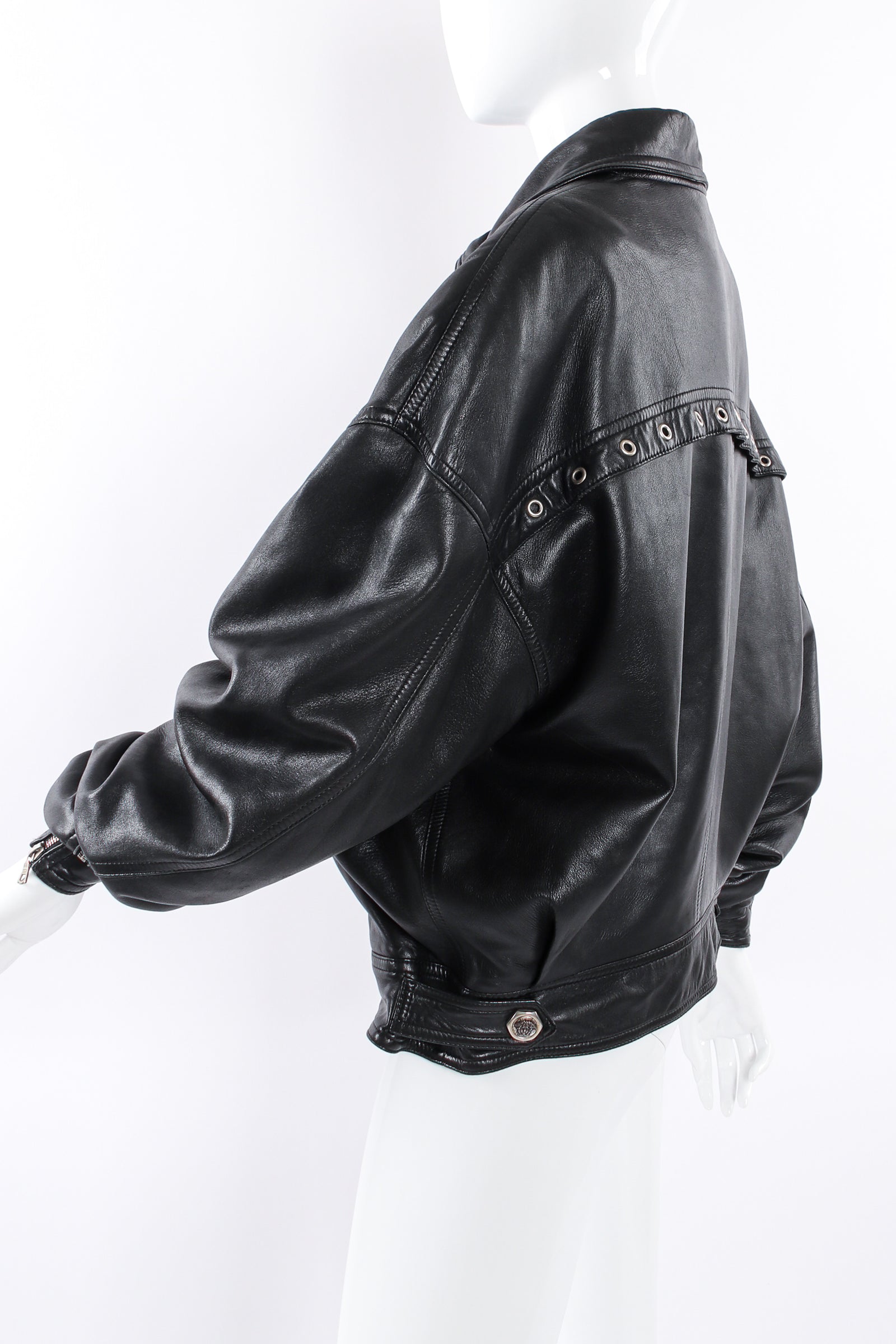 GianniVersaceBlackLeatherBombe 