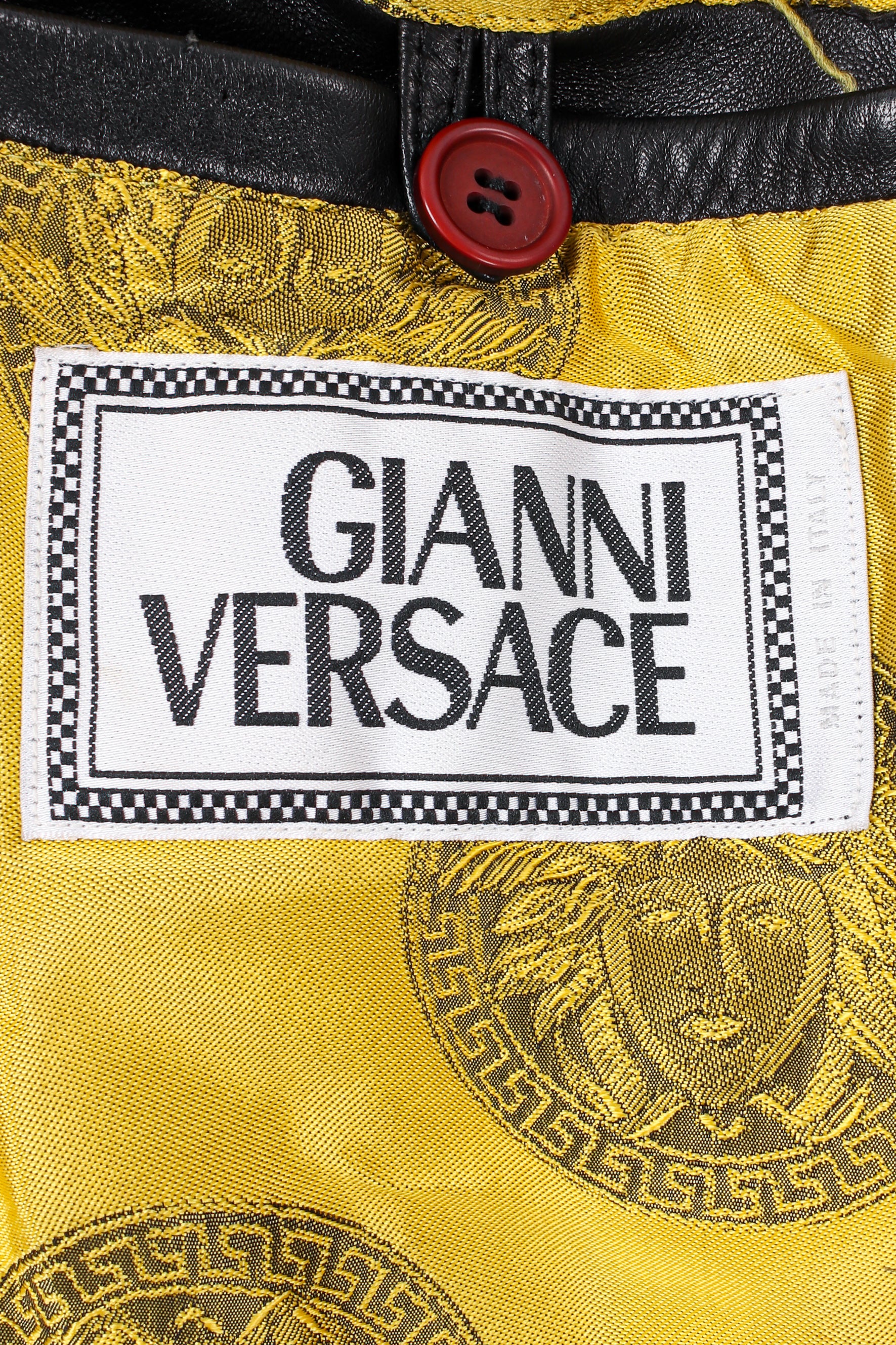 Vintage Gianni Versace Leather Bomber Jacket tag/liner pocket @ Recess LA