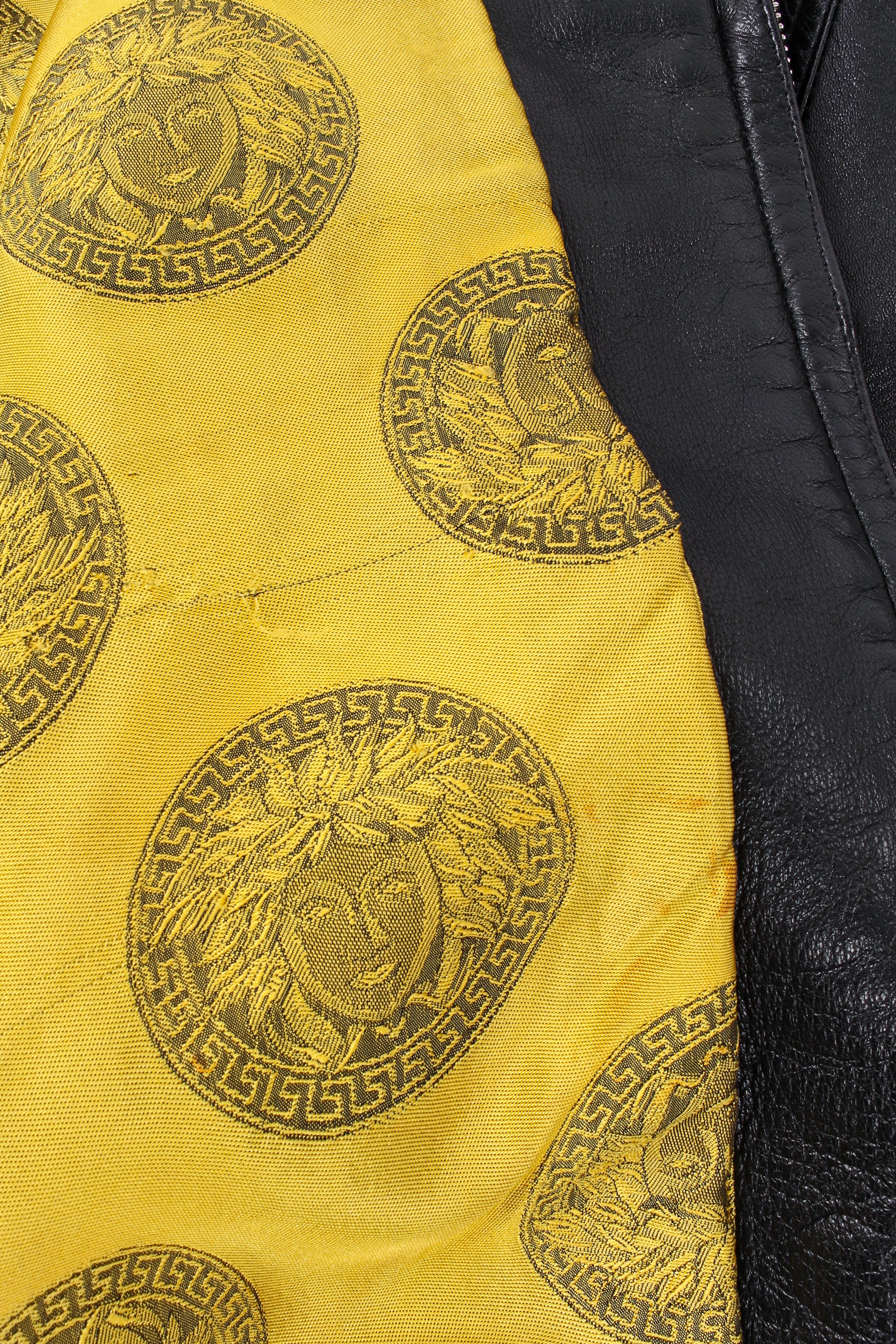 Vintage Gianni Versace Leather Bomber Jacket snagging on liner @ Recess LA