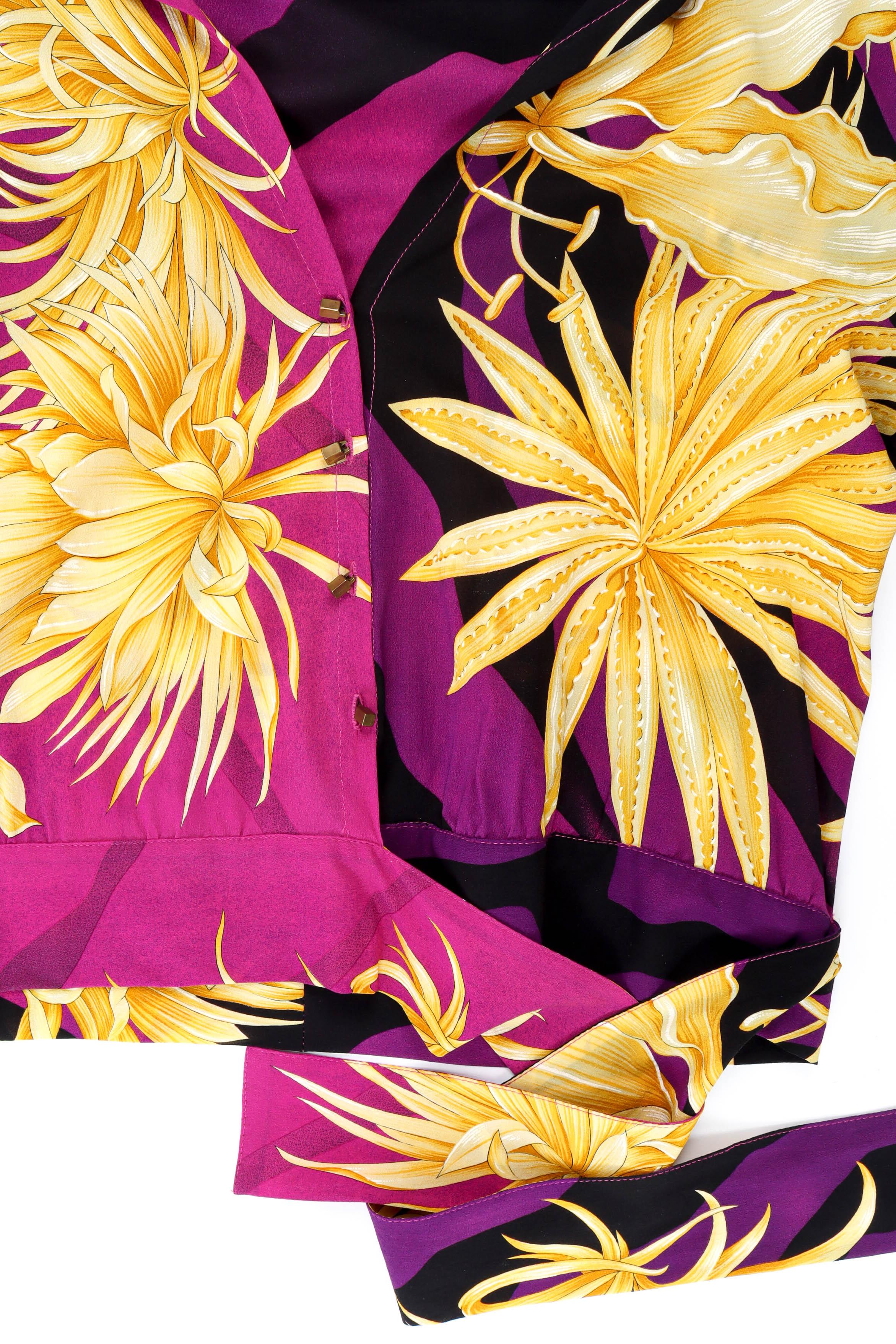 Vintage Gianni Versace Tropical Flower Crop Top cuff button detail @ Recess LA