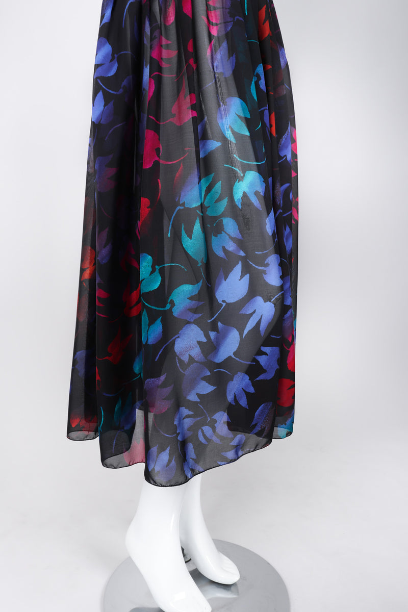 Recess Los Angeles Vintage Gianni Versace Sheer Silk Chiffon Ombré Leaf Print Skirt
