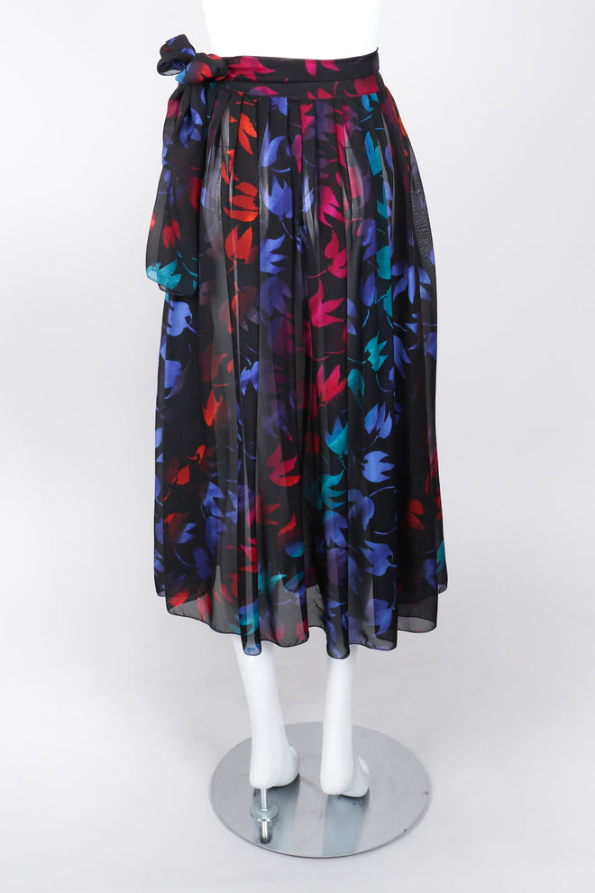 Recess Los Angeles Vintage Gianni Versace Sheer Silk Chiffon Ombré Leaf Print Skirt