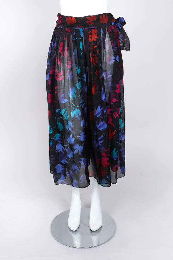 Recess Los Angeles Vintage Gianni Versace Sheer Silk Chiffon Ombré Leaf Print Skirt