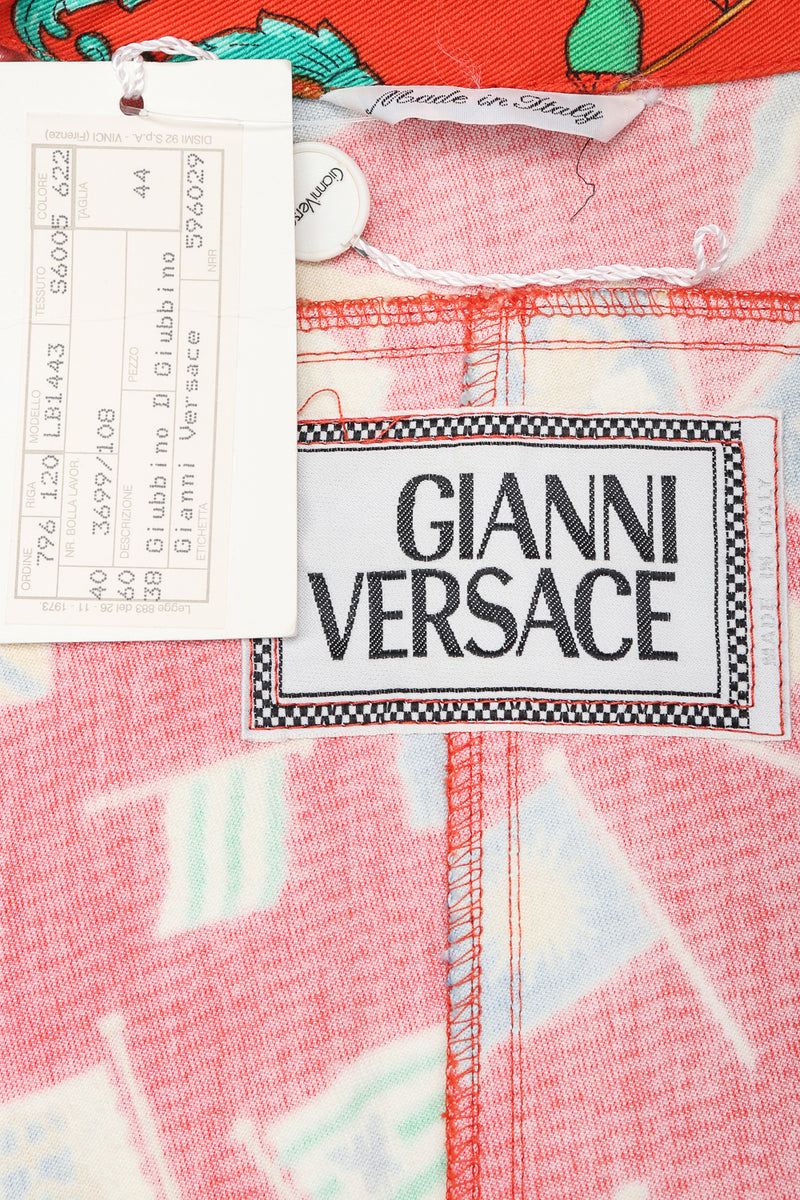 Recess Designer Consignment Vintage Gianni Versace Baroque Flag Print Twill Jean Jacket Los Angeles Resale
