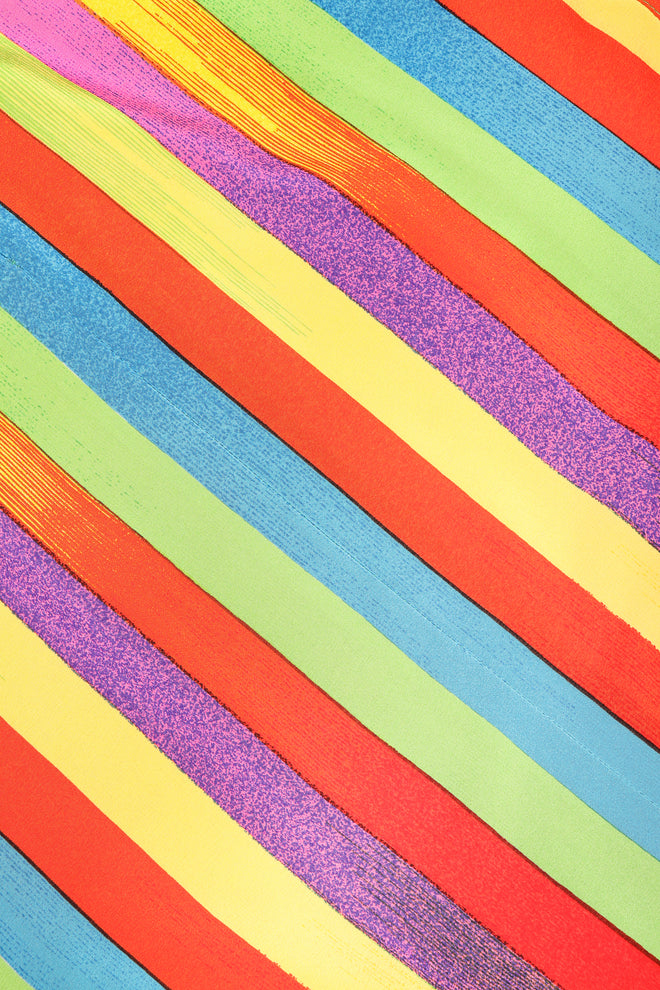 Vintage Versace Carnival Stripe Skirt Set fabric detail at Recess