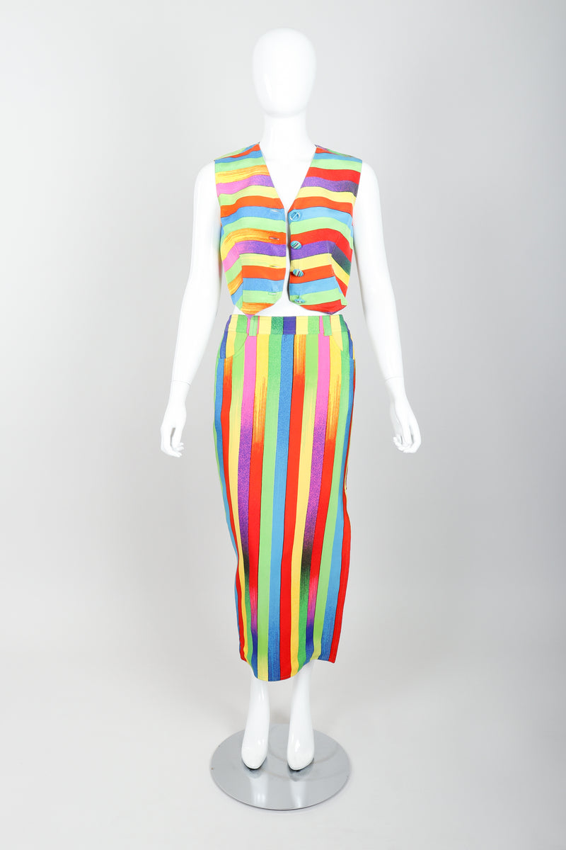 Vintage Versace Carnival Stripe Vest & Skirt Set – Recess