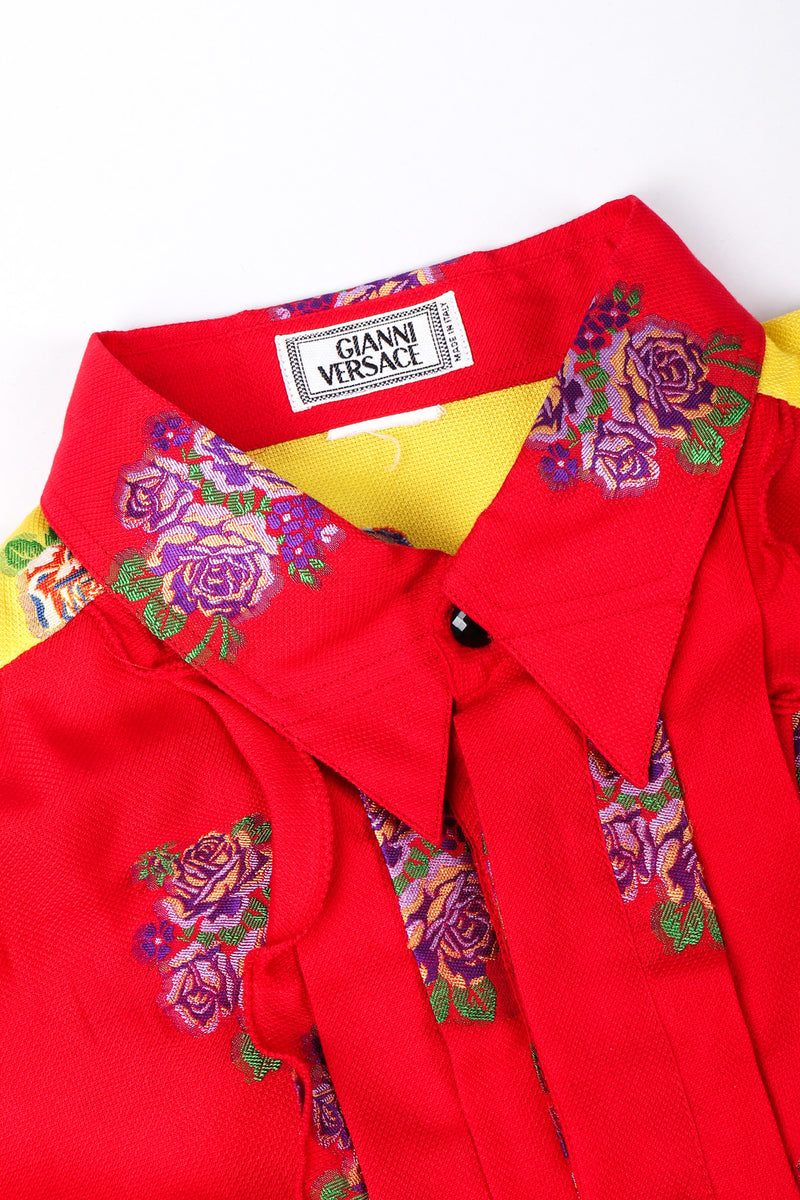 Recess Los Angeles Vintage Gianni Versace 90s Mens Colorblock Brocade Rose Shirt