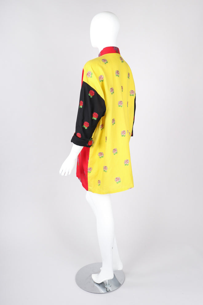 Recess Los Angeles Vintage Gianni Versace 90s Mens Colorblock Brocade Rose Shirt