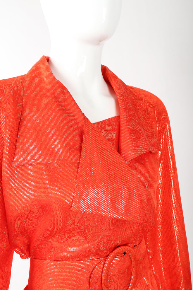 Recess Designer Consignment Vintage Gillian Metallic Lamé Trench Top Los Angeles Resale