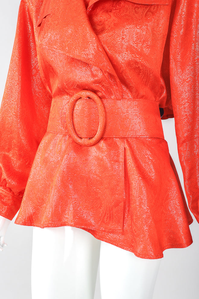 Recess Designer Consignment Vintage Gillian Metallic Lamé Trench Top Los Angeles Resale
