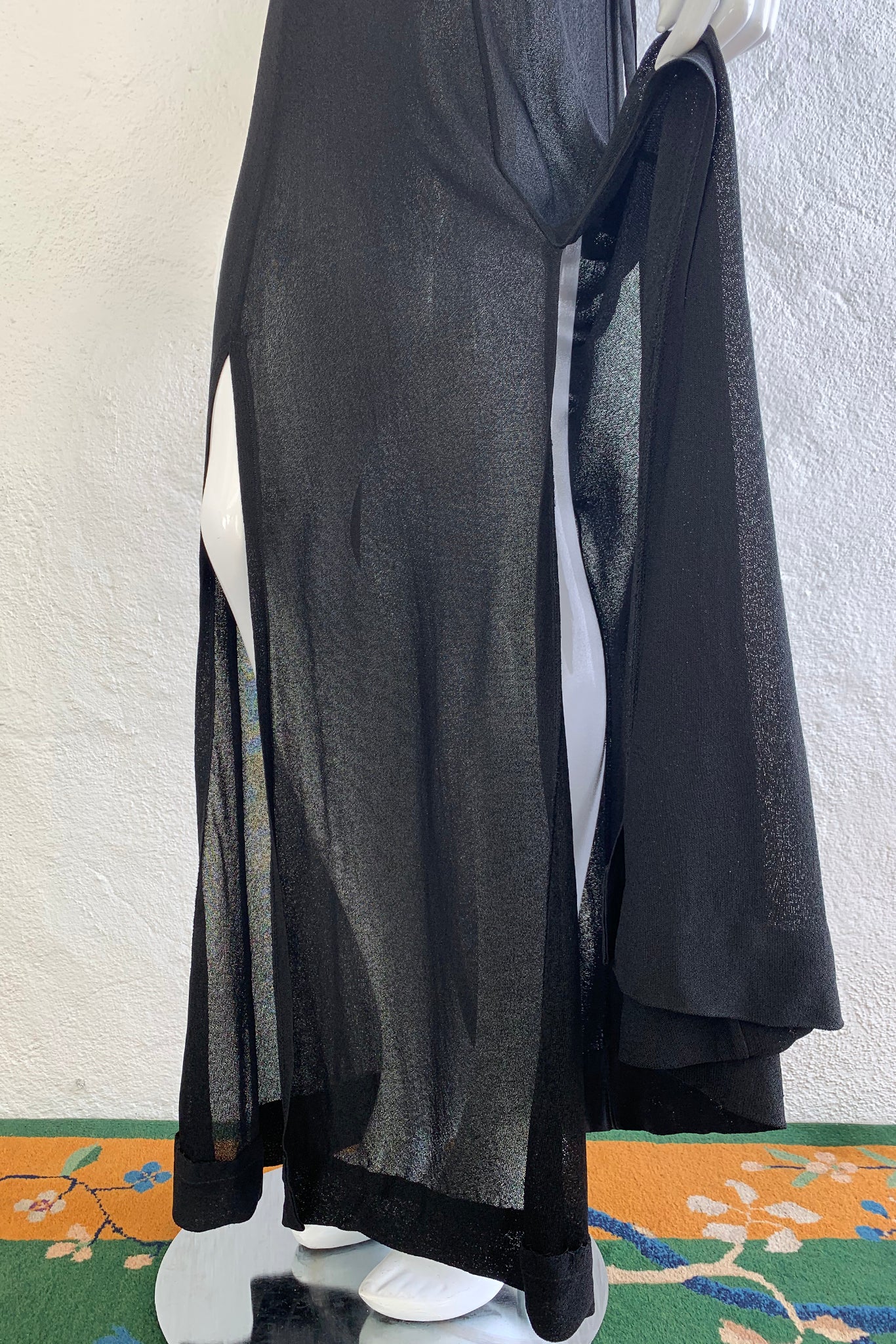 Vintage Gino Paoli Sheer Jersey Belted Slip Dress on Mannequin Skirt Vents at Recess Los Angeles