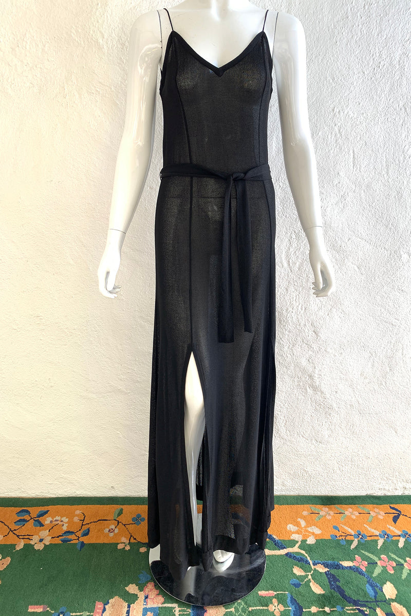 Vintage Gino Paoli Sheer Jersey Belted Slip Dress on Mannequin front crop at Recess Los Angeles