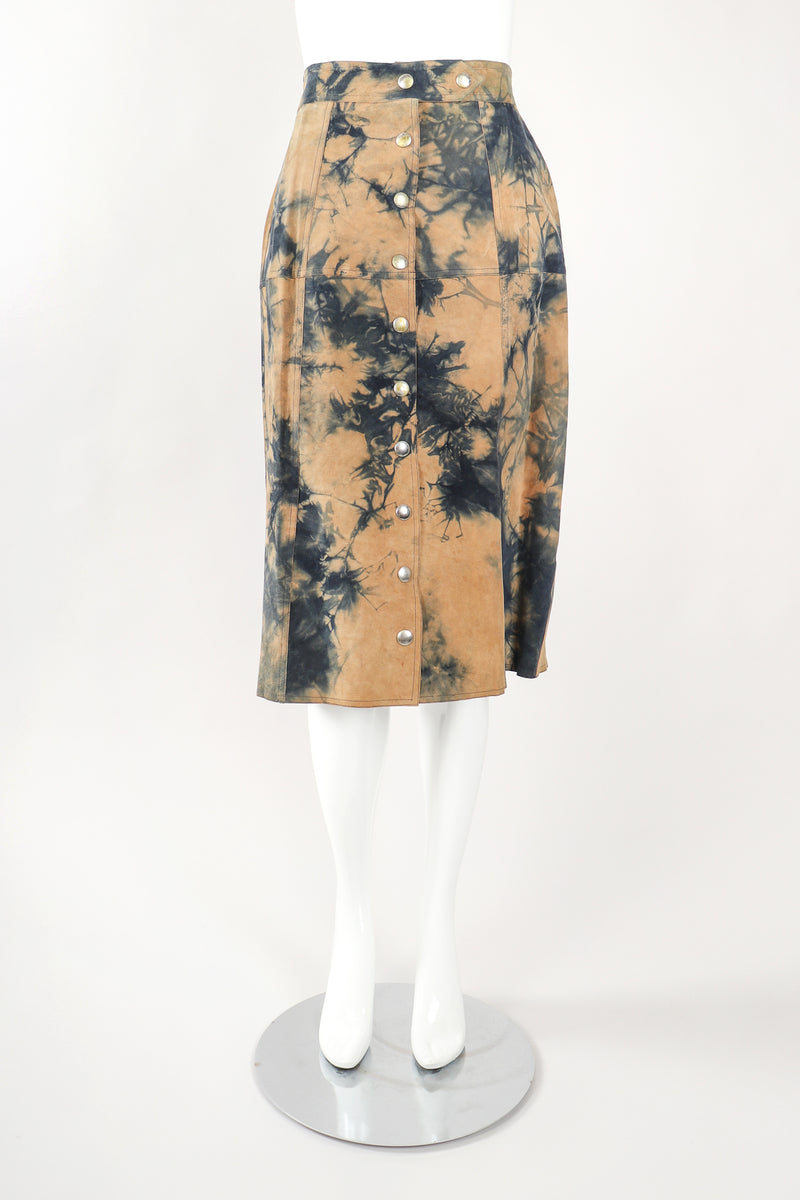 Recess Designer Consignment Vintage Gino Paoli Tie Dye Tissue Suede Jacket & Skirt Set Los Angeles Resale