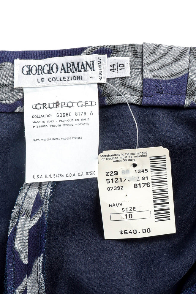 Vintage Giorgio Armani Floral Drape Pant tag and label detail @ Recess LA