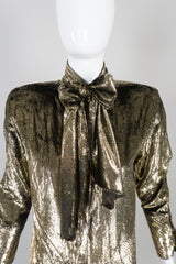 Paillettes Enrico Coveri Giorgio Vintage Gold Lamé Velvet Blouse