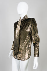 Paillettes Enrico Coveri Giorgio Vintage Gold Lamé Velvet Blouse