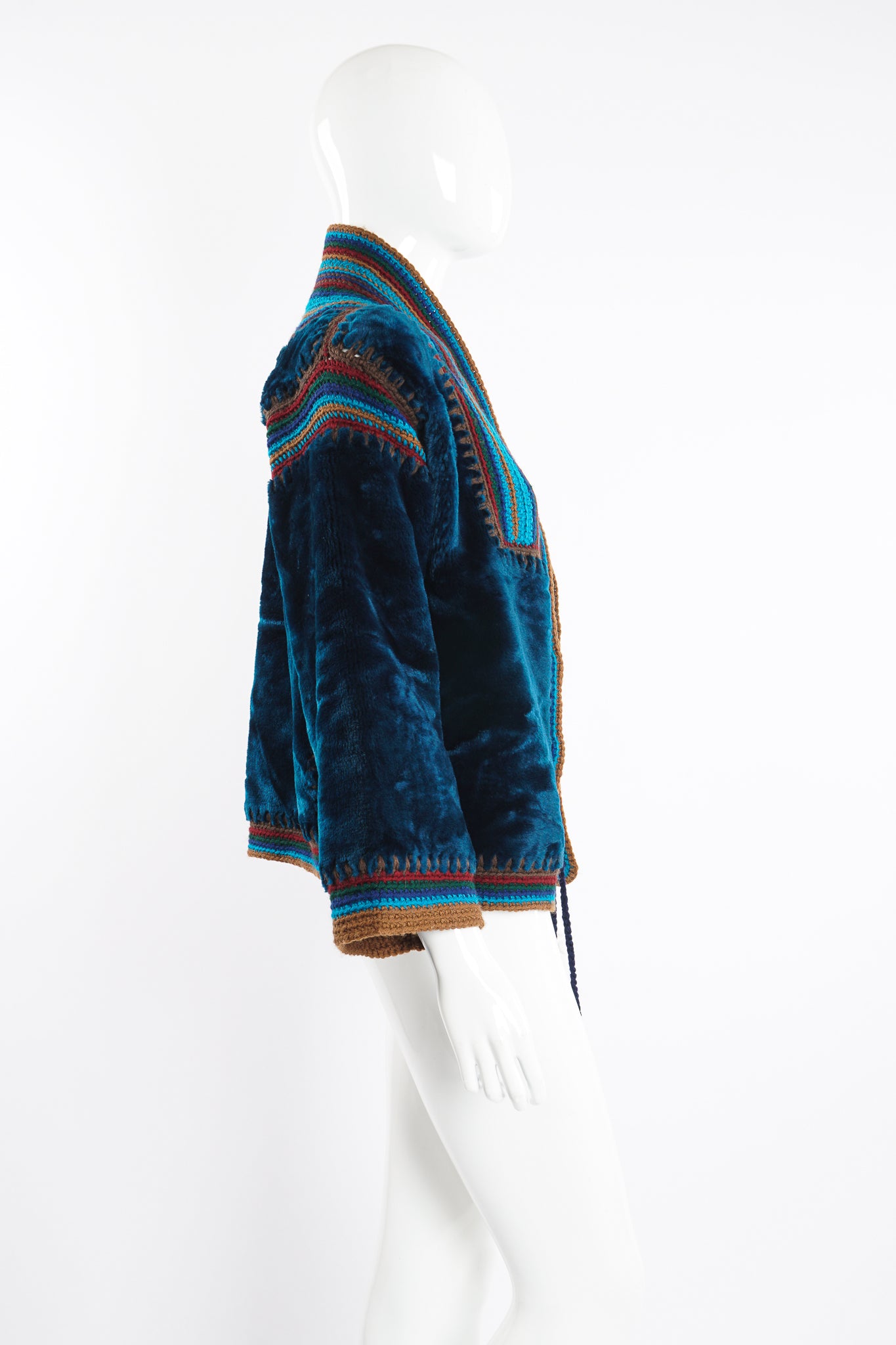 Vintage Giorgio Sant'Angelo Faux Fur Yarn Knit Jacket on Mannequin side at Recess Los Angeles