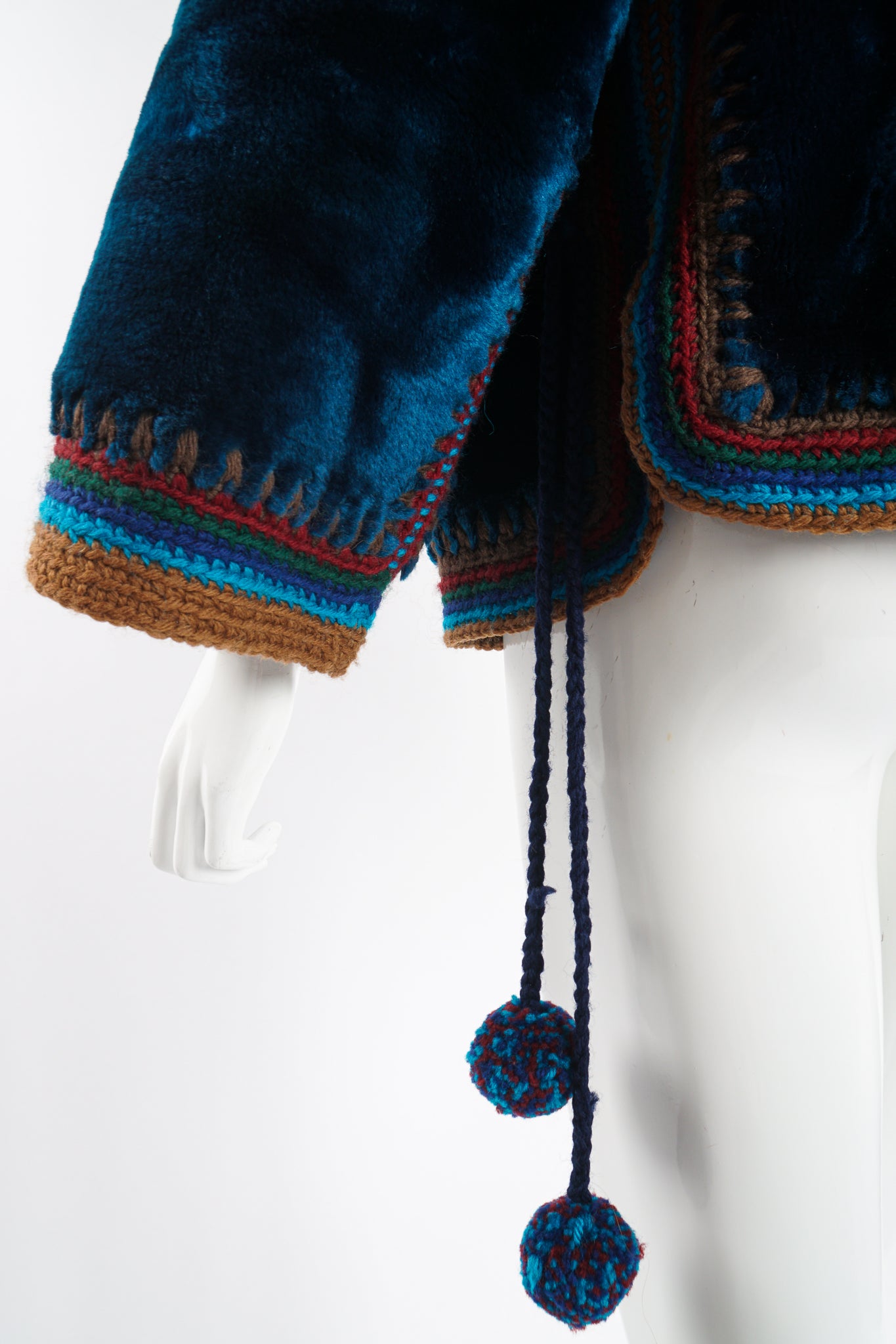 Vintage Giorgio Sant'Angelo Faux Fur Yarn Knit Jacket  pom pom at Recess Los Angeles