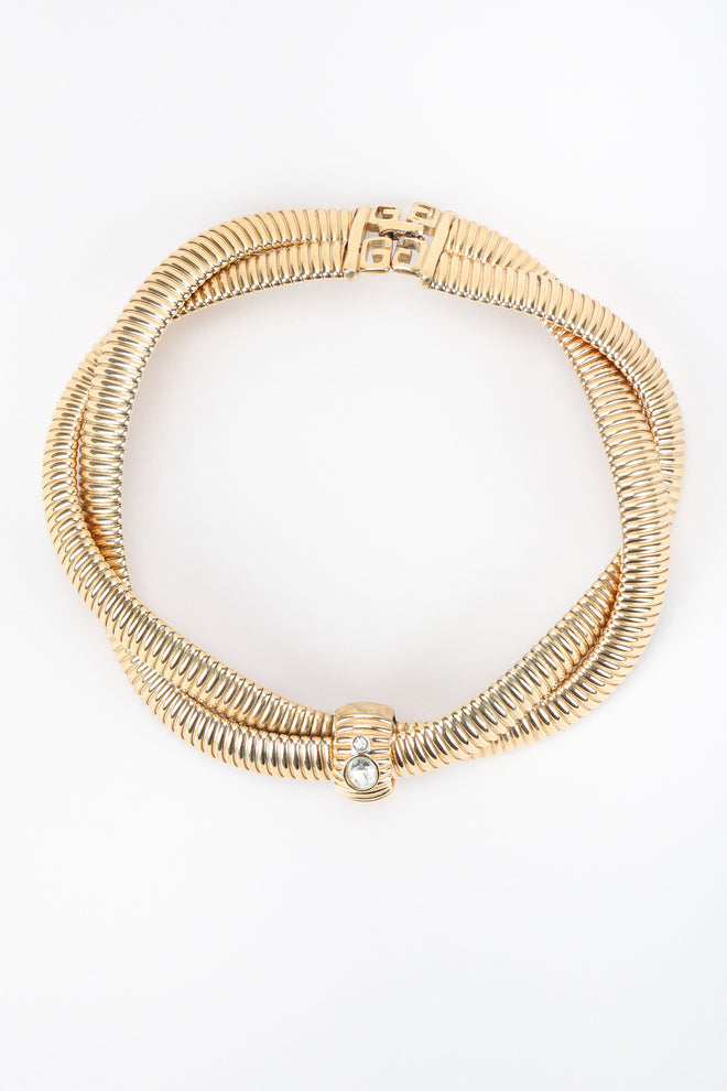 Recess Designer Consignment Vintage Givenchy Twisted Stretch Metal Collar Necklace Los Angeles Resale