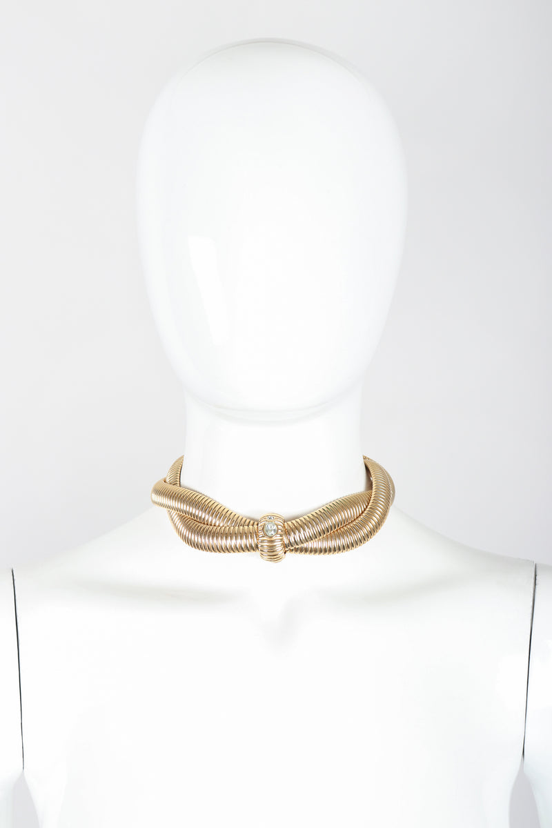 Recess Designer Consignment Vintage Givenchy Twisted Stretch Metal Collar Necklace Los Angeles Resale