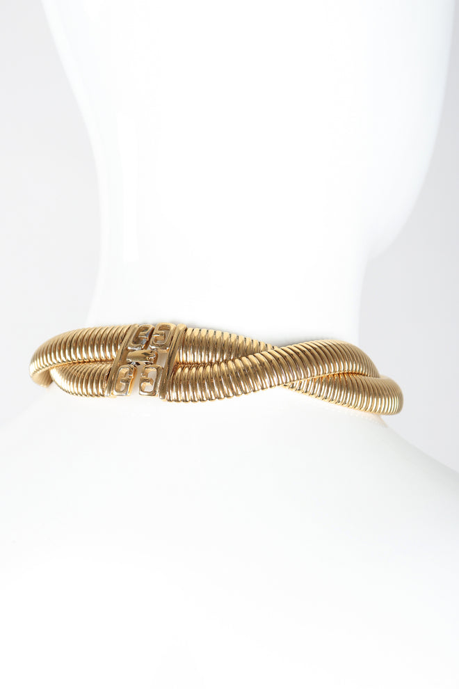 Recess Designer Consignment Vintage Givenchy Twisted Stretch Metal Collar Necklace Los Angeles Resale