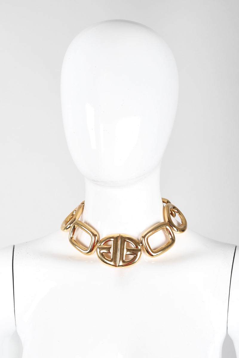 Recess Los Angeles Vintage Givenchy Gold Crystal Oval Collar Choker Necklace & Earring Set