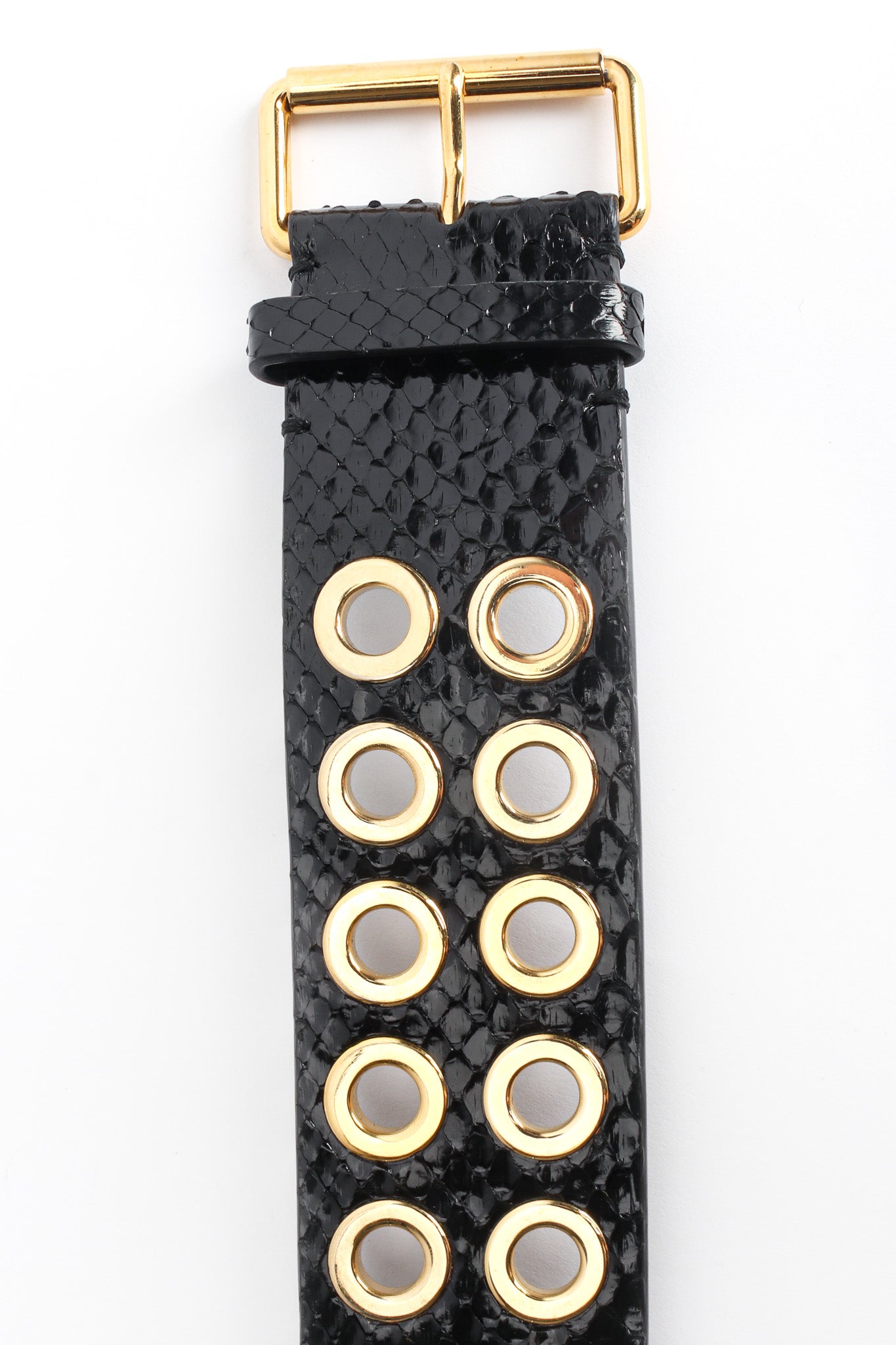 Vintage Givenchy Grommet Croc Patent Leather Belt buckle @ Recess Los Angeles