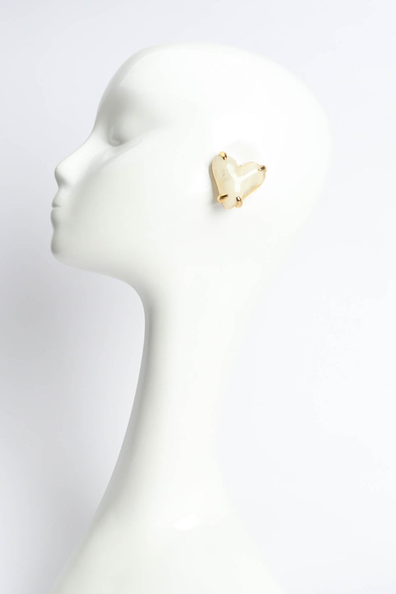 Vintage Givenchy Marble Resin Heart Earrings on mannequin  @ Recess Los Angeles