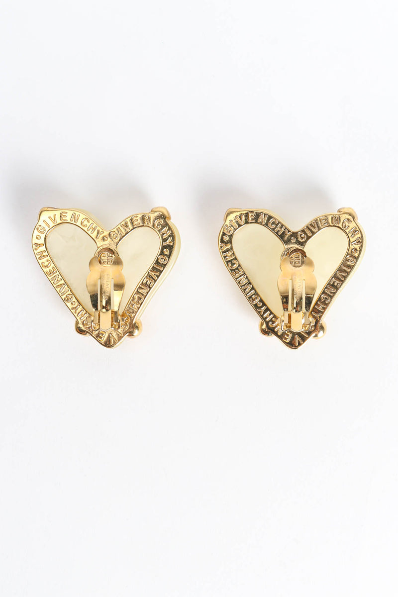 Vintage Givenchy Marble Resin Heart Earrings back flat @ Recess Los Angeles