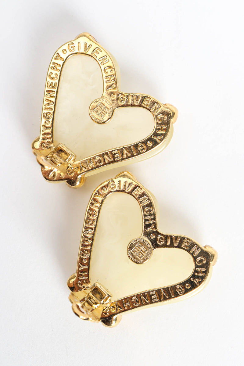 Vintage Givenchy Marble Resin Heart Earrings signed @ Recess Los Angeles