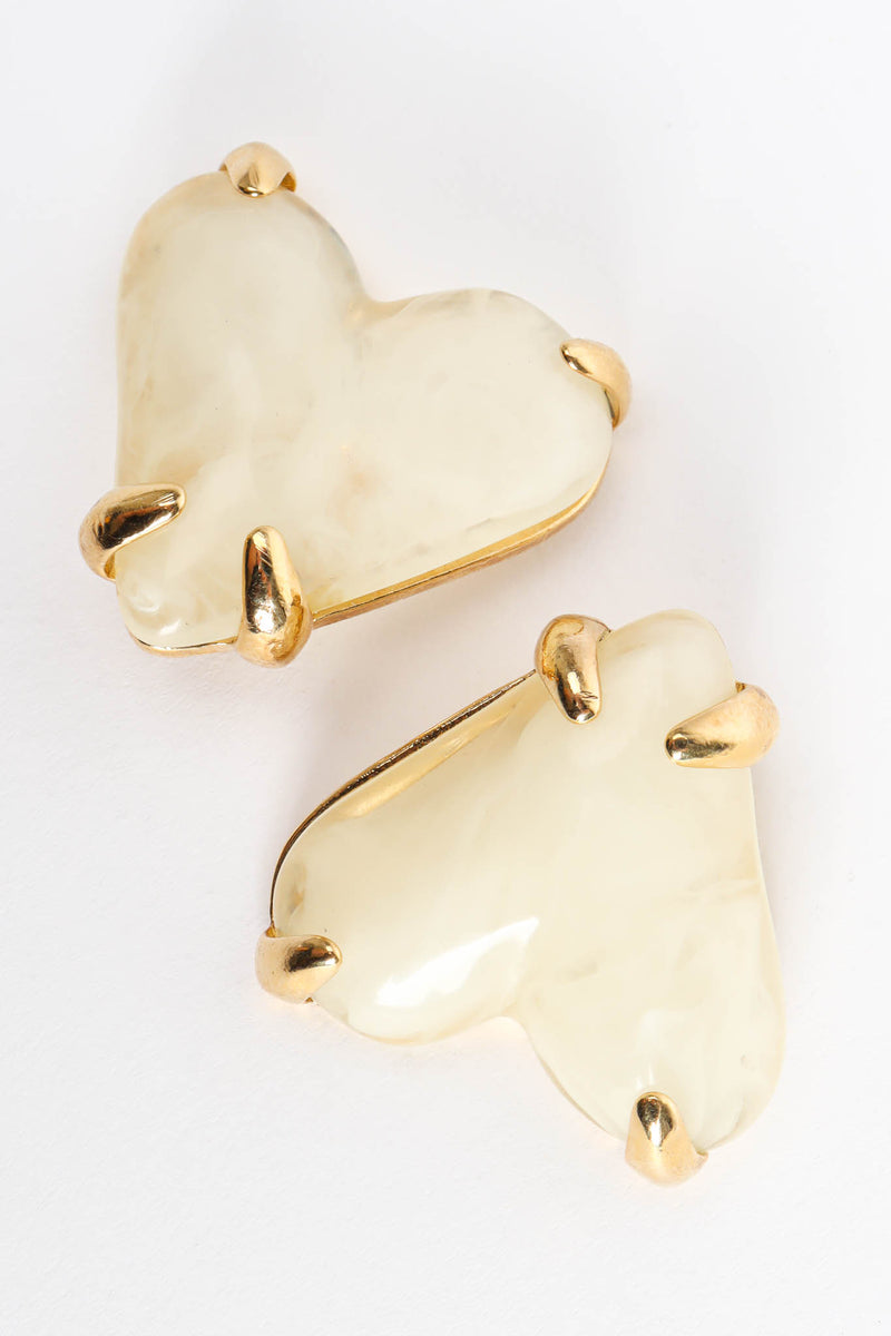 Vintage Givenchy Marble Resin Heart Earrings  diagonal flat @ Recess Los Angeles