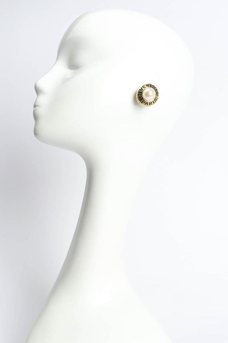 Vintage Givenchy Pearl Button Earrings on mannequin  @ Recess Los Angeles