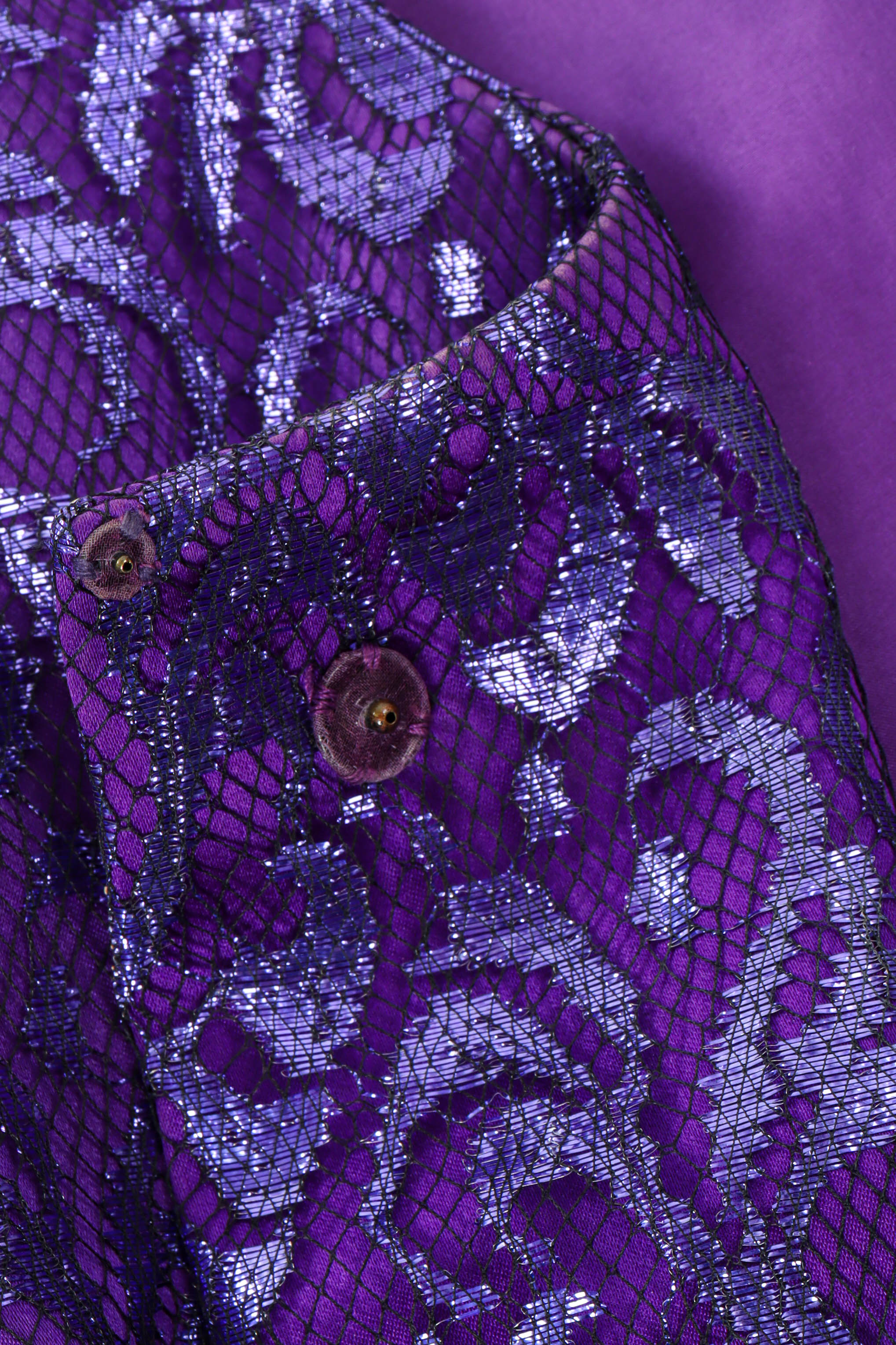 1980 Vintage Givenchy Metallic Lace Fleur Jacket snap button @ Recess Los Angeles