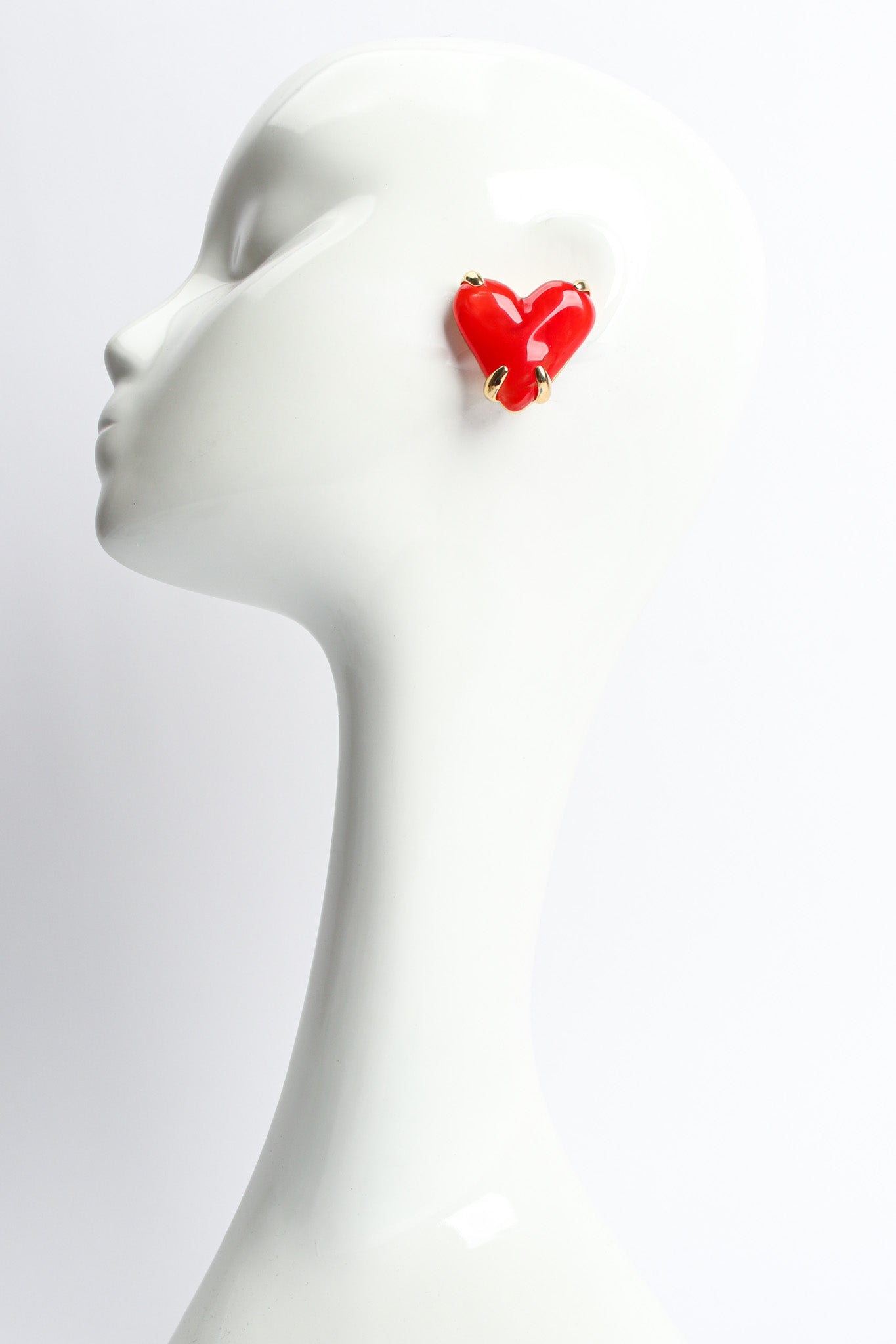 Vintage Givenchy Marble Resin Heart Earrings II on mannequin @ Recess LA
