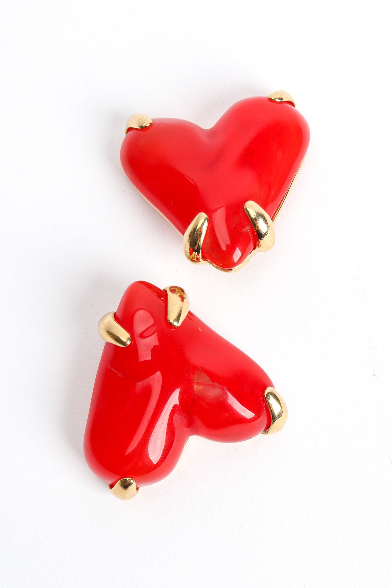 Vintage Givenchy Marble Resin Heart Earrings II diagonal front @ Recess LA