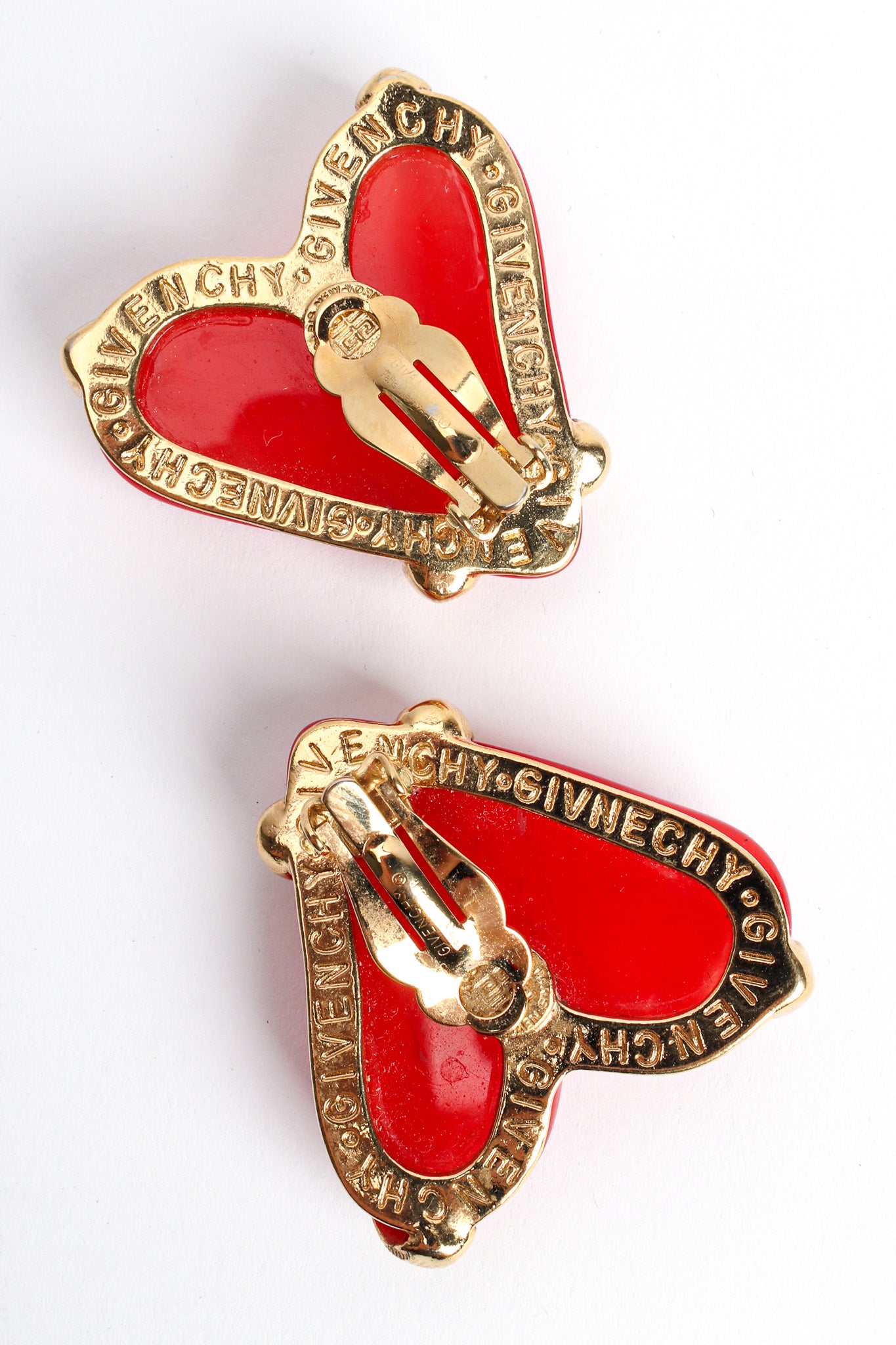 Vintage Givenchy Marble Resin Heart Earrings II signed @ Recess LA