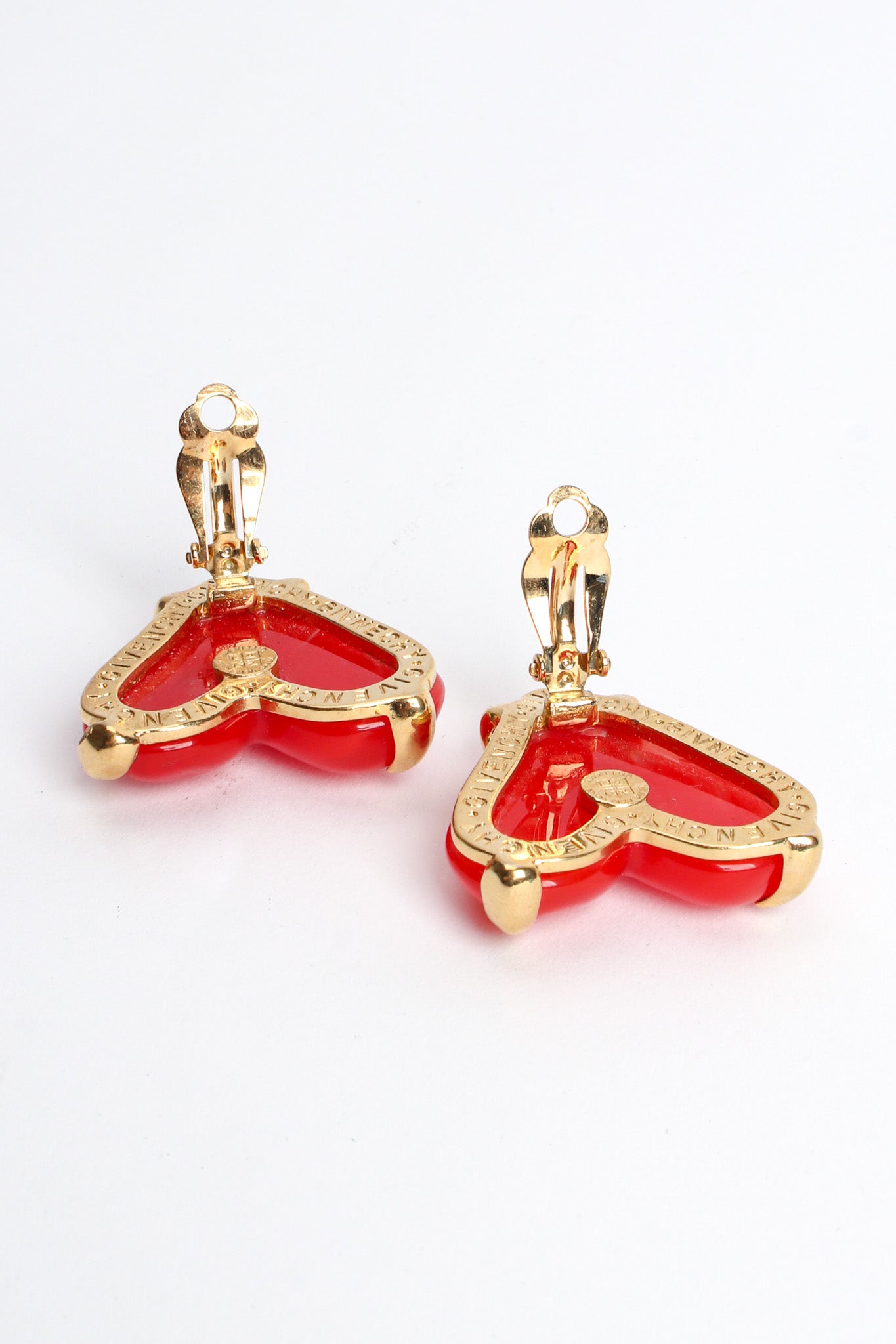Vintage Givenchy Marble Resin Heart Earrings II open backs @ Recess LA
