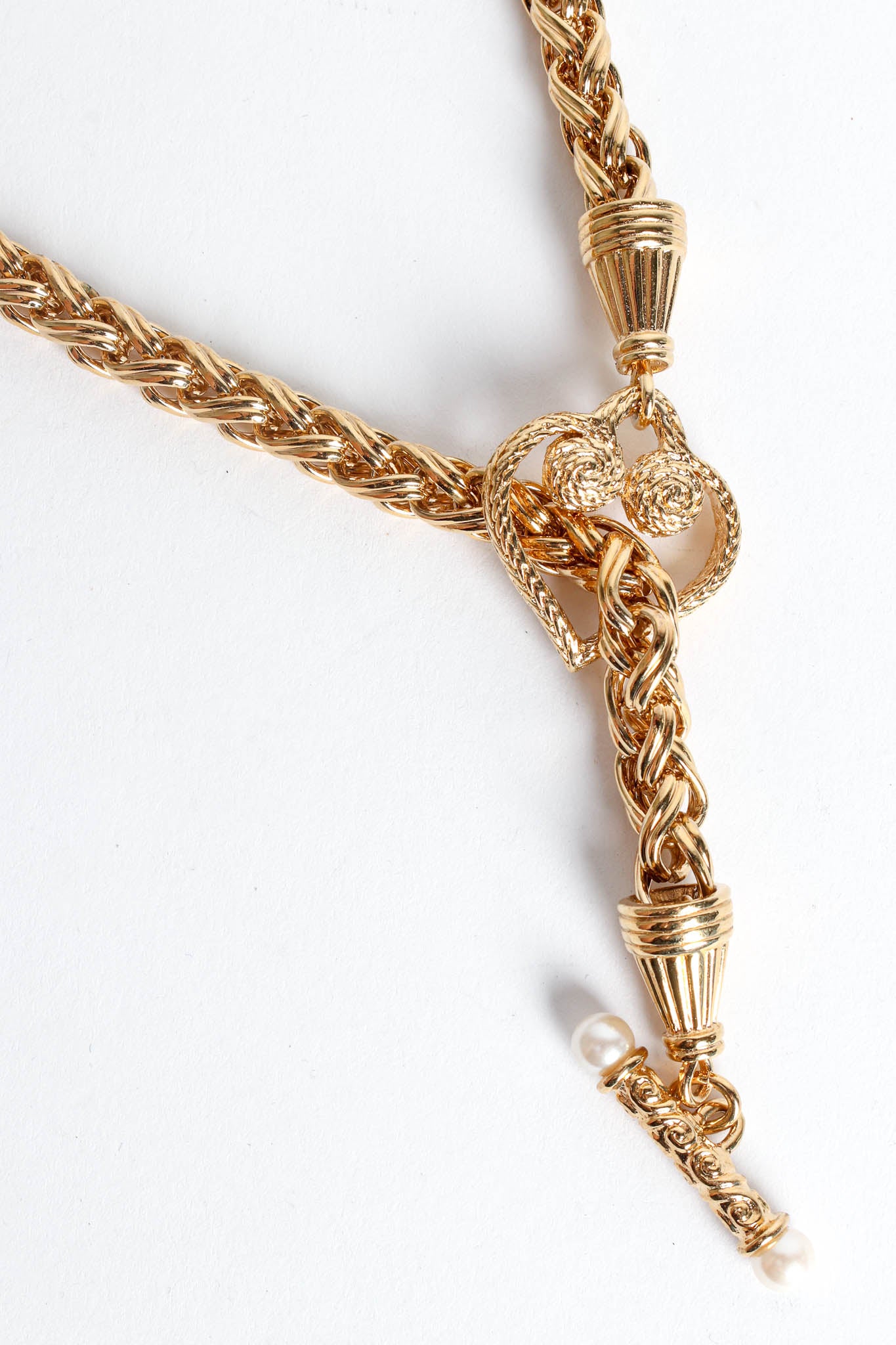 Vintage Givenchy Love Pearl Choker Necklace pendant/rod detail @ Recess Los Angeles 