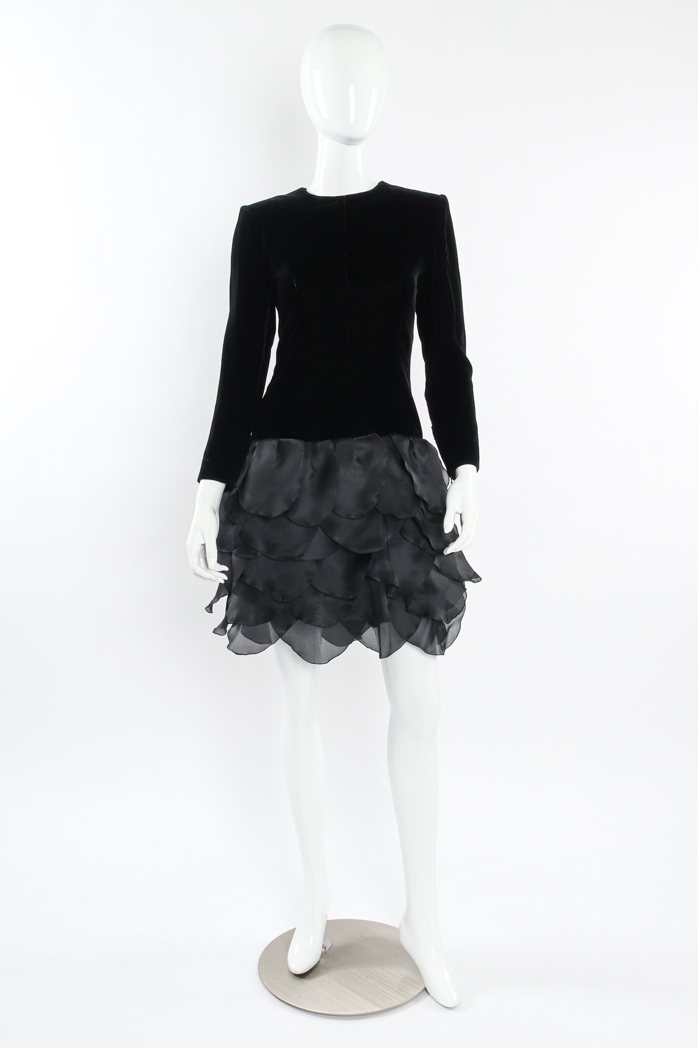 Vintage Givenchy 1980s Leaf Panel Silk Velvet Dress mannequin front @ Recess LA