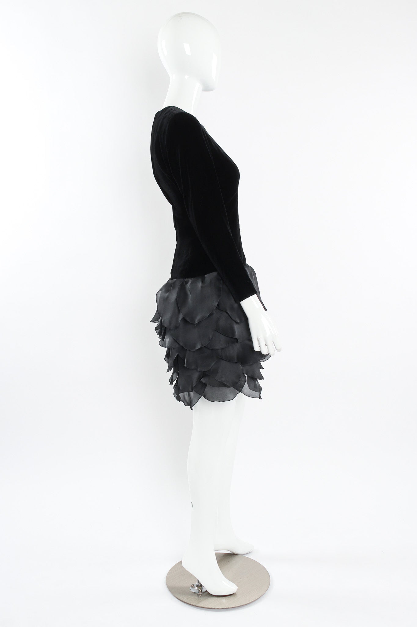 Vintage Givenchy 1980s Leaf Panel Silk Velvet Dress mannequin side @ Recess LA