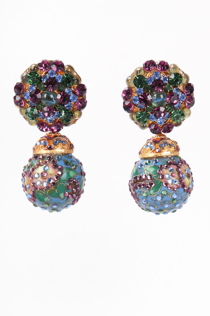 Recess Los Angeles Vintage Crystal Cloisonne Ball Drop Earrings