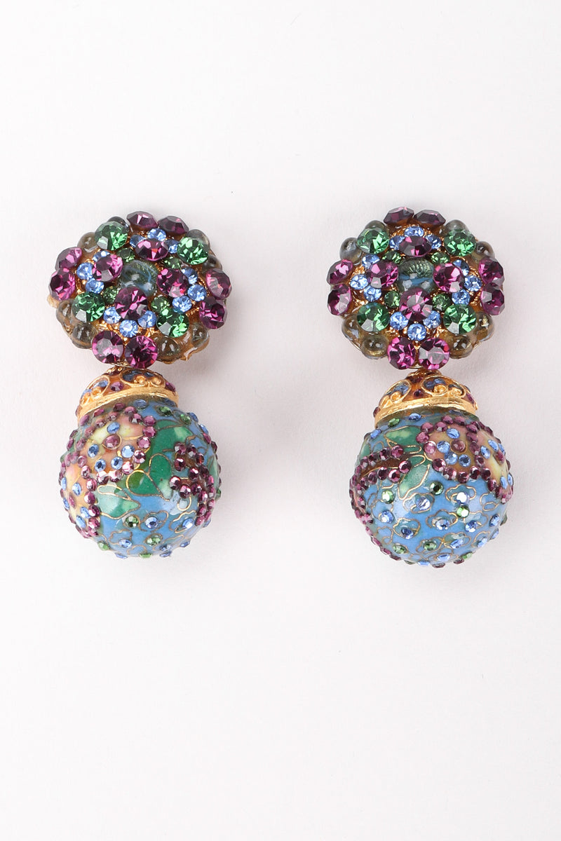 Recess Los Angeles Vintage Crystal Cloisonne Ball Drop Earrings
